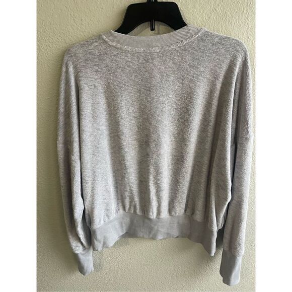 ❤️Loose Cropped Long -Sleeve Slub-Knit Terry Sweatshirt - Picture 4 of 4
